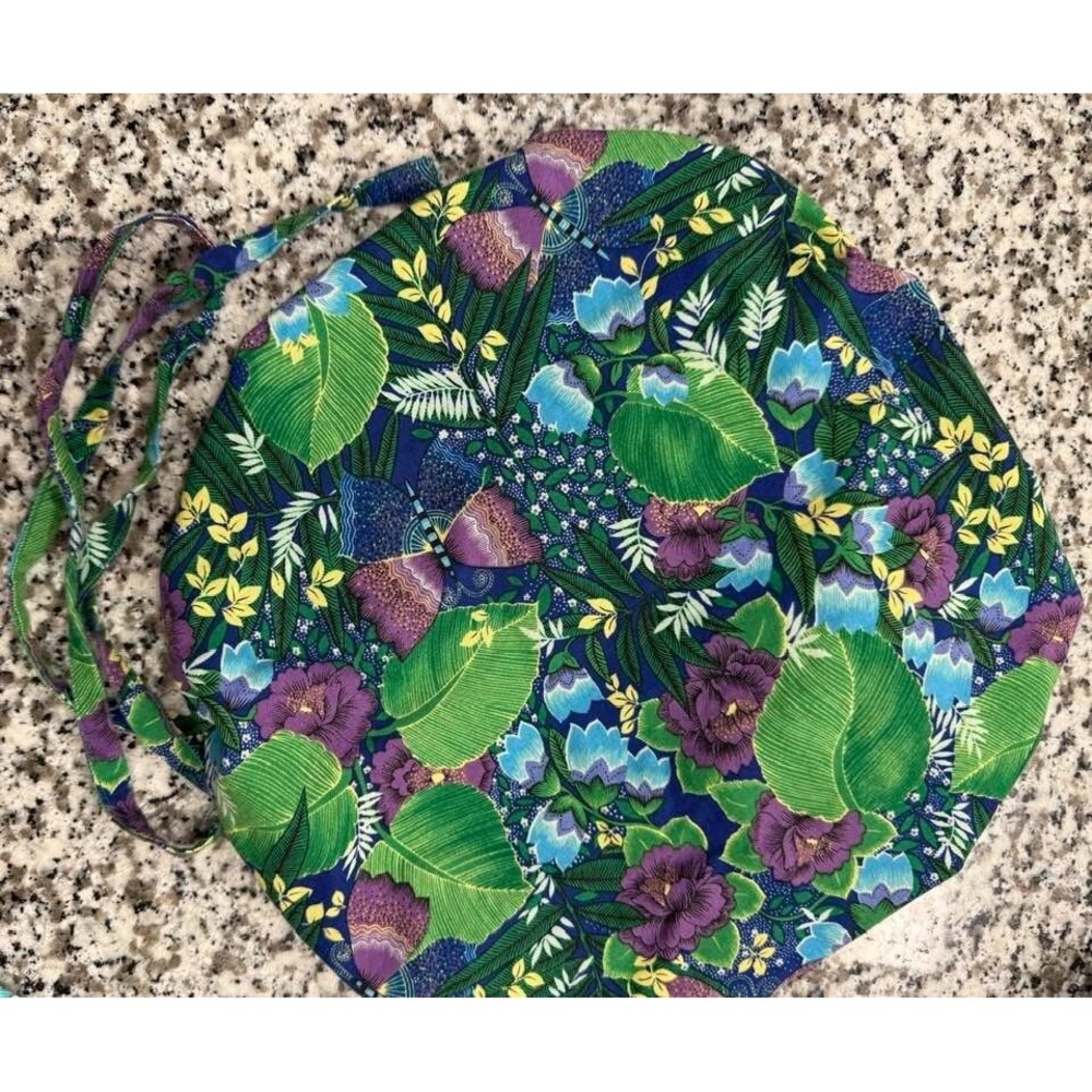 SCRUB CAP HAT NEW WITH DRAW STRINGS ‎ GREEN FLOWERS